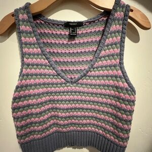 Forever 21 Pink and Gray Striped Crop Top